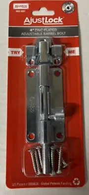 AdjustLock 4” Zinc Plated Adjustable Barrel Bolt “New”
