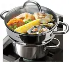 HOMICHEF 3 PCS Whole Food Steamer Set - Stainless Steel Veggie Steamer Pot