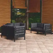 6 Piece Garden Lounge Set with Cushions Solid Pinewood vidaXL