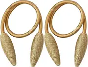 Curtain Tiebacks 2Pcs 25.6 Inch Golden Curtain Tie Backs Modern & Minimalist Decorative Twist Tie for Bedroom, Living Room, Hotel