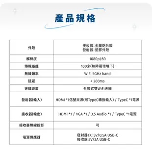 PX大通 WTR-5500TX HDMI/Type-C兩用HDMI無線會議系統發射器 (需搭配WTR-5500使用)