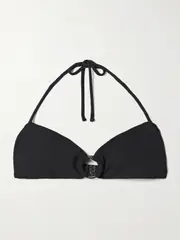 [Matteau] Matteau - Embellished Stretch Recycled Halterneck Bikini Top - Black - 1 1 Black