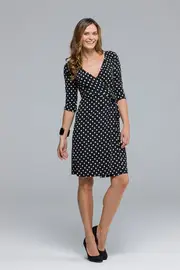 3/4 Slv Cross Over Dress--Y-Y40550