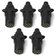Elinz Trailer Plug 7 PIN Small Round Plastic Connector Adaptor Socket Car Caravan Boat 5x