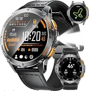 Men's GPS Smartwatch with LED Torch, 1.43 Inch Amoled Display, Fitness Watch with 530 mAh Large Battery, Heart Rate/Pedometer/Compass/Altimeter, 5 ATM Waterproof, 170+ Sports Modes for iOS Android