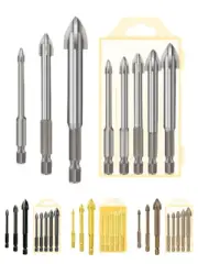5Pcs Tile Drill Bit Set 1/4" Hex Shank YG8X Carbide Tip 3/4/5/6/7mm Drilling Bit