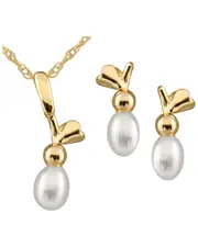 Splendid Pearls 14K 5-6mm Pearl Necklace Set