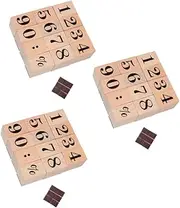COHEALI 3 Sets Numerals Stamps Wood Number Seal Set DIY Stamps for Scrapbooking School Office Dec