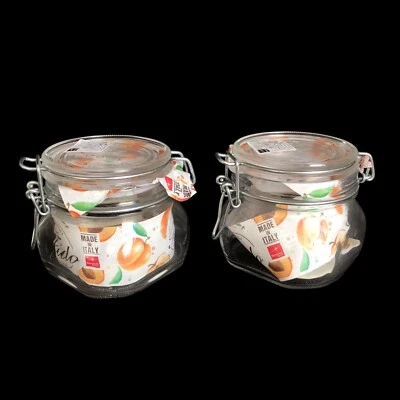 Bormioli Rocco Fido Clear Glass Jar with 85 mm Gasket, 0.5 Liter Pack of 2