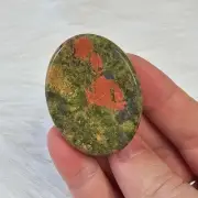 Unakite Natural Worry Stone Handcrafted Thumb Pocket Stone BONUS Info Card