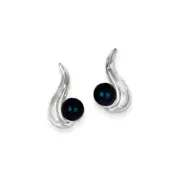 14k White Gold 5.5mm Black FW Cultured Pearl Earrings
