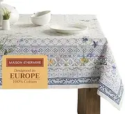 Maison d'Hermine Table Cloth Rectangle Table 100% Cotton 60 x 120 Inches Tablecloth Reusable Decorative Everyday Use for Dining Room, Farmhouse, Home, Party, Festive & Wedding Spring Summer - Faience