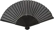 RORPOIR Simple Practical Man's Folding Fan Black Silk Bamboo Material Portable Bag Design