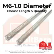 M6-1.0x1000 Fully Threaded Rod A2-70 Stainless Steel (Choose Qty)