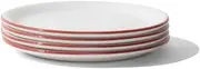 Made In Cookware - Set of 4 - Bread and Butter Plates - White With Red Rim - Porcelain England
