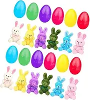 Easter Eggs Filled with Bunny Toys Soft Basket Stuffers Fillers Decorative for Celebration Friends, 12 Set