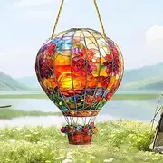Hot Air Balloon Model, Flat Acrylic Balloon Garden, Stained Sun Catcher, Acrylic Wall Hangable Colored Decor for Garden Yard Patio Farmhouse (7.87x5.91x0.39 inches)
