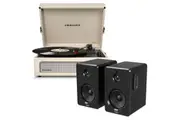 Crosley Voyager Bluetooth Portable Turntable - Dune + Bundled Majority D40 Bluetooth Speakers - Black