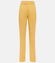 [Jacquemus] Jacquemus Le Pantalon Tibau linen-blend pants UK 6 yellow
