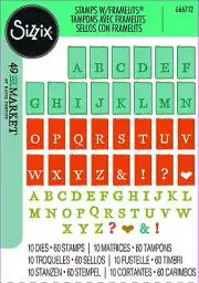 Sizzix A5 Clear Stamps Set 60PK w/10PK Framelits Die Set Tab Stamp Alpha by 49 a