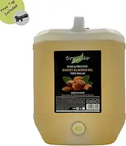 ORGANIC SWEET ALMOND OIL, COLD-PRESSED, 100% PURE, NATURAL (Cosmetic & Pharmaceutical grade) (10L, Without Pump)
