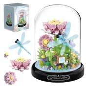 Flower Dragonfly Bouquet Building Block Set, Micro Mini Botanical Building Toy for Women, 568 PCS