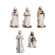 Carved Nativity Wiseman Set of 5 Figurines