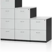LOGAN FILING CABINET 476mm W x 550mm D x 1029mm H White & Ironstone 3 Drawer