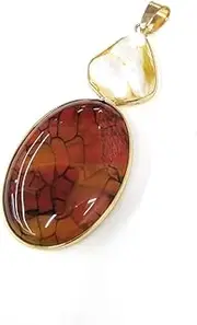 [LE SKY] Natural Stone Pendants, Natural Freshwater Pearl and Caramel Agate Pendants for Jewelry Making 31X76mm (2 PCS).