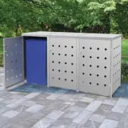 NNEVL Triple Wheelie Bin Shed 240 L Stainless Steel