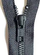 (26 INCH (66 CM)) - OPEN END ZIP - BLACK - BLACK METAL TOOTH/FINISH - HEAVY DUTY - YKK - HD-3 - 6/7/8/9/11/16/17/18/19/20/21/22/23/24/25/26/27/28/29/30/31/32/33/34/35/36/37/38/39/40 INCH (26 INCH