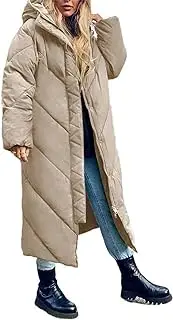 [Flygo] Womens Long Puffer Coat Long Sleeve Padded Winter Down Coats Hooded Parka Jacket