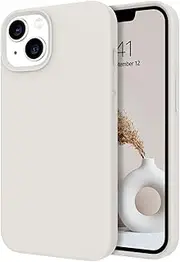 [GUAGUA] Silicone Case for iPhone 13, White Liquid Silicone Soft Gel Rubber Slim Thin Microfiber Lining Cushion Texture Cover Shockproof Protective Anti-Scratch Phone Case for iPhone 13, White