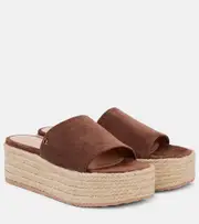 [Gianvito Rossi] Gianvito Rossi Suede platform espadrille slides AU 11 brown