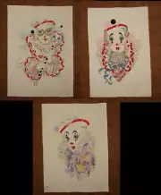 French Mimes, Completed Handmade Cross Stitch Unframed, Candamar, *You Choose*