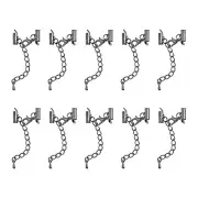 10Sets Slide on End Clasps, 10mm Tube Slider Crimp Cord Ends, Metallic Black