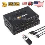 4K HDMI KVM Switch 4 Port USB KVM Switcher 4x1 for PC Sharing Keyboard Mouse US