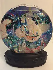 NWT Disney Parks Mickey Mouse & Cinderella's Caslte Flat Glitter Snow Globe
