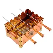 Copper Barbecue with 3 Skewer Used for Grilling Chicken Paneer Tikka Home Garden