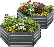 GREEN FINGERS 2X Garden Bed 130X130X46Cm Planter Box Raised Container Galvanised