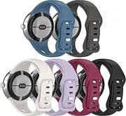 [FitTurn] Intended for Google Pixel Watch Bands for Women&Men, [6pack] Slim Soft Silicone Watch Bands Replacement Wristbands Adjustable Quick Release Sport Strap for Google Pixel