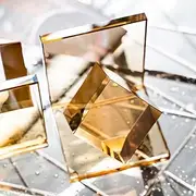 Crystal Bookends Decorative Glass Book Holders Heavy Duty Book Ends with Cube for Shelf Decor Unique Book Stopper Champagne Color