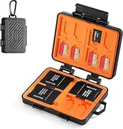 Tomat Water-Resistant Anti-Shock Memory Card Case for DJI SD/TF/Nano SIM Card Case with Carabiner Black