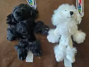 Mary Meyer set of 2 finger puppets NWT black white puppy dogs