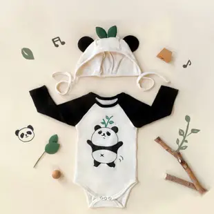 熊貓造型長袖包屁衣+帽 ☺︎︎