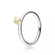 Pandora Silver With 14k Gold Puzzle Heart Promise Ring 196548-54 Size 7