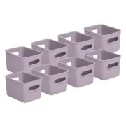 Superio 1.5 L Mini Ribbed Storage Bin- Plastic Storage Basket (Lilac, 8 Pack)