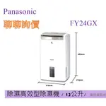 🔥【蝦幣10倍回饋】PANASONIC國際 F-Y24GX 除濕高效型 FY24GX 台灣製除濕機 取代FY24EX