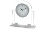 SEIKO QUARTZ WHITE DIAL GLASS TABLE CLOCK QXE058XL