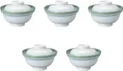 Set of 5, Shiosai Lid Bowl, 6.3 x 4.3 inches (16 x 11 cm), Setomonohonpo